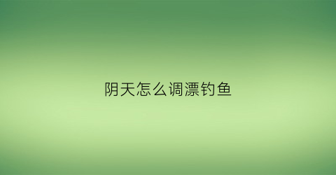 阴天怎么调漂钓鱼(阴天怎么钓鱼野钓)