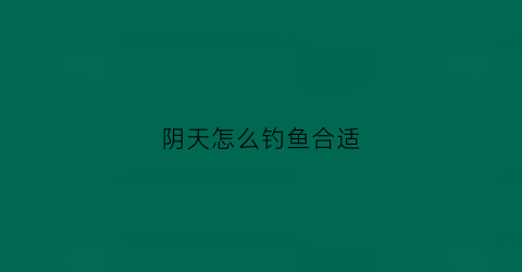 阴天怎么钓鱼合适(阴天怎么钓大鱼)