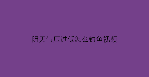 阴天气压过低怎么钓鱼视频(阴天钓鱼气压多少钓鱼好)