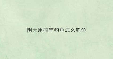 “阴天用抛竿钓鱼怎么钓鱼(阴天用抛竿钓鱼怎么钓鱼视频)