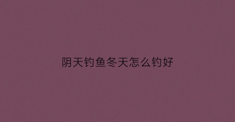 阴天钓鱼冬天怎么钓好(冬季连阴天钓鱼)