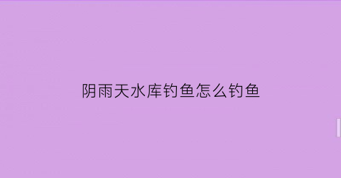 阴雨天水库钓鱼怎么钓鱼(阴雨天水库钓鱼怎么钓鱼好)