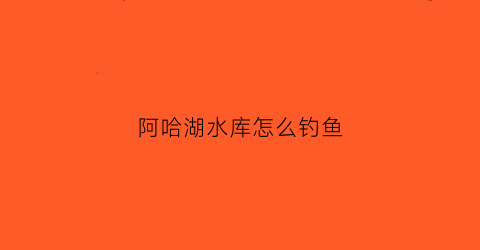 阿哈湖水库怎么钓鱼