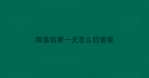 “降温后第一天怎么钓鱼呢(降温第一天下雨好不好钓鱼)