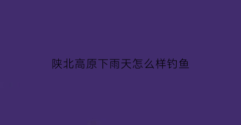 “陕北高原下雨天怎么样钓鱼(陕北高原下雨天怎么样钓鱼呢)