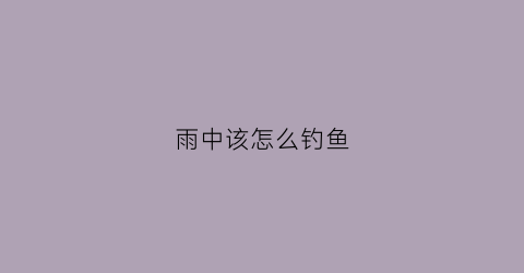 雨中该怎么钓鱼(雨中该怎么钓鱼最好)