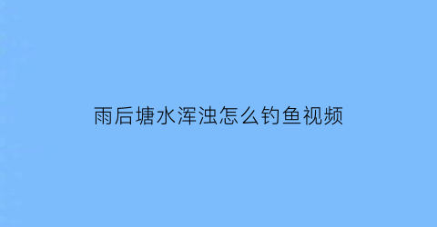 雨后塘水浑浊怎么钓鱼视频(雨后鱼塘水黄浊怎样处理)