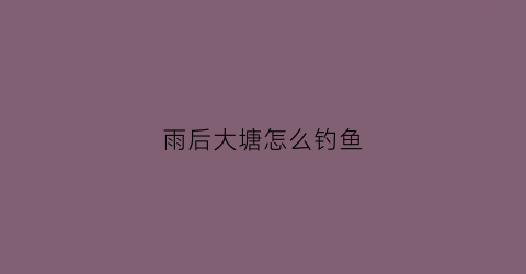 雨后大塘怎么钓鱼(雨后大塘怎么钓鱼好)