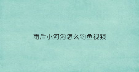 雨后小河沟怎么钓鱼视频