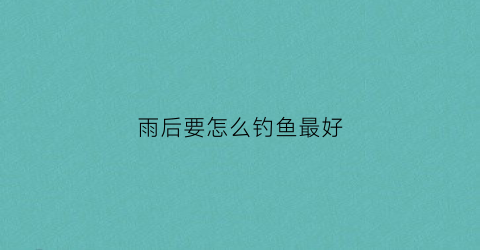 雨后要怎么钓鱼最好(雨后怎么选择钓位)