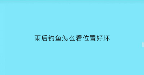 雨后钓鱼怎么看位置好坏(雨后怎样钓鱼最合适)