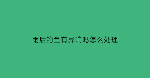雨后钓鱼有异响吗怎么处理(雨后钓大鱼)