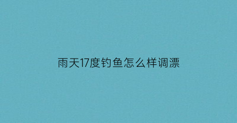 雨天17度钓鱼怎么样调漂