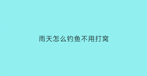 “雨天怎么钓鱼不用打窝(雨天钓鱼怎么调漂)