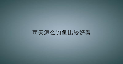 雨天怎么钓鱼比较好看