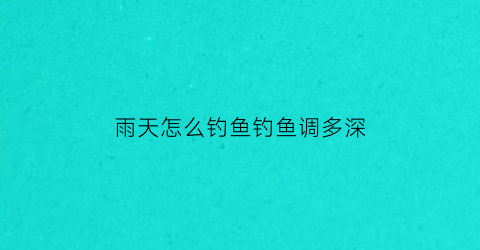 “雨天怎么钓鱼钓鱼调多深(雨天野钓经验技巧)