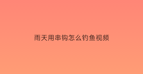 “雨天用串钩怎么钓鱼视频(夏天用串钩钓好吗)