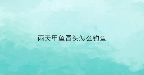 雨天甲鱼冒头怎么钓鱼