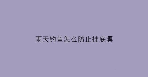 雨天钓鱼怎么防止挂底漂(雨天钓鱼技巧大全)