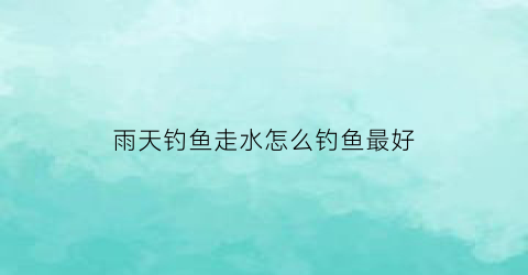 “雨天钓鱼走水怎么钓鱼最好(雨天钓鱼危险吗)