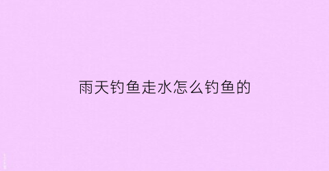 雨天钓鱼走水怎么钓鱼的(雨天钓鱼是钓浮还是钓底)