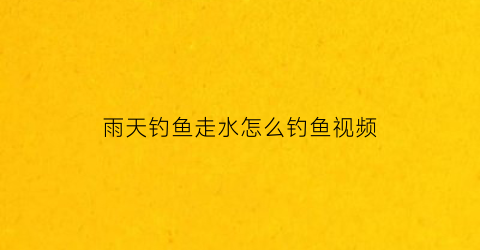 雨天钓鱼走水怎么钓鱼视频(雨天钓鱼是钓深水还是浅水)