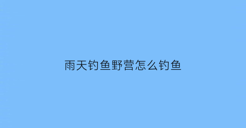 雨天钓鱼野营怎么钓鱼(雨天野钓用什么饵)