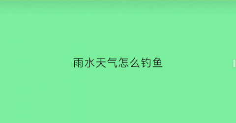 雨水天气怎么钓鱼(雨水天气怎么钓鱼视频)