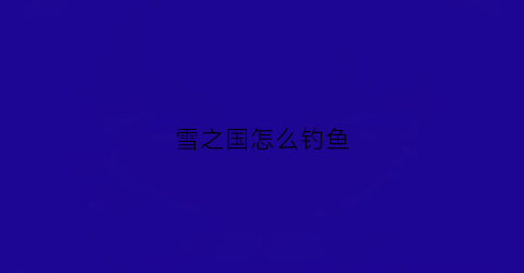 雪之国怎么钓鱼(雪之国怎么上村庄二楼)