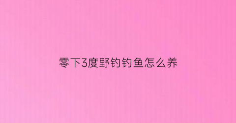 零下3度野钓钓鱼怎么养(零下几度适合钓什么鱼)