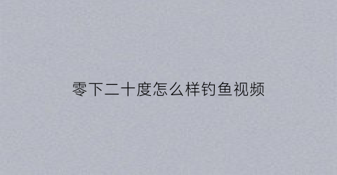 “零下二十度怎么样钓鱼视频(20度以下钓鱼怎么钓)