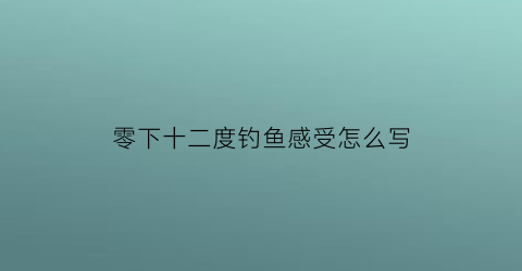 零下十二度钓鱼感受怎么写(零下十度还能钓鱼吗)