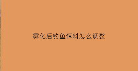 “雾化后钓鱼饵料怎么调整(饵料雾化慢影响鱼获吗)