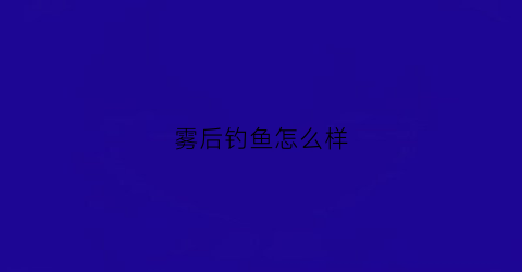 雾后钓鱼怎么样