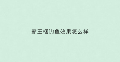 霸王梱钓鱼效果怎么样(霸王鲤饵料效果怎么样)
