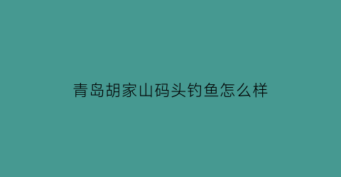 青岛胡家山码头钓鱼怎么样