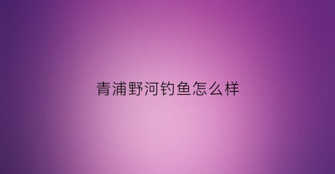 青浦野河钓鱼怎么样(青浦野钓的地方有哪些)