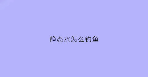 静态水怎么钓鱼(静水钓鱼哪种钓法好)