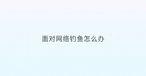 面对网络钓鱼怎么办(遇到网络钓鱼怎么办)