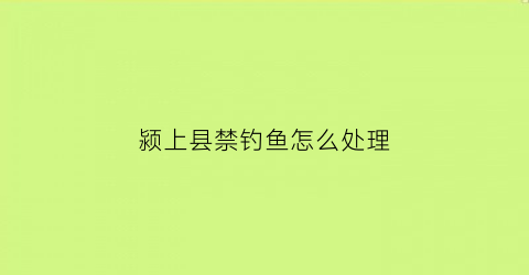 颍上县禁钓鱼怎么处理(颍上野钓)