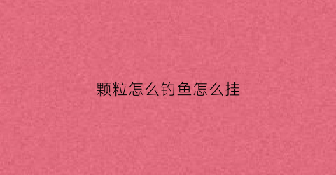 颗粒怎么钓鱼怎么挂(钓颗粒怎么挂钩)