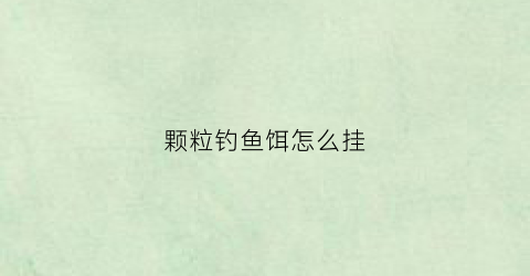 颗粒钓鱼饵怎么挂(颗粒钓鱼饵怎么挂钩)