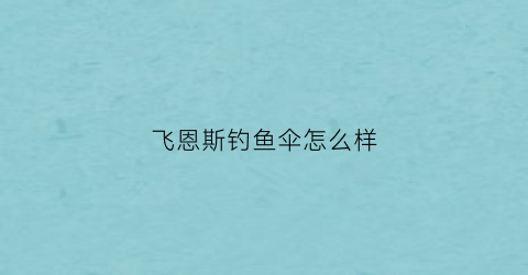 “飞恩斯钓鱼伞怎么样(飞斯耐怎么样)