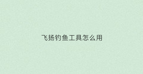 飞扬钓鱼工具怎么用(飞扬精工钓具公司电话)