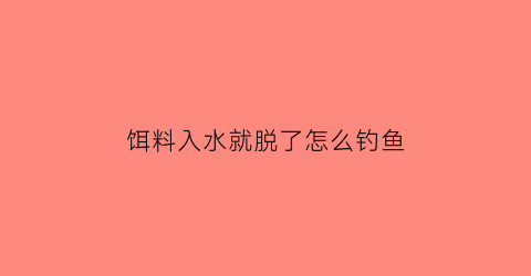 “饵料入水就脱了怎么钓鱼(饵料进水就掉啦咋回事)