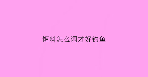 饵料怎么调才好钓鱼(如何调好饵料状态视频)