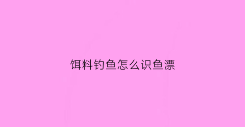 饵料钓鱼怎么识鱼漂(怎么区分饵料是什么类型)