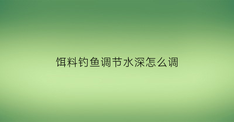 饵料钓鱼调节水深怎么调(钓饵料如何调漂)