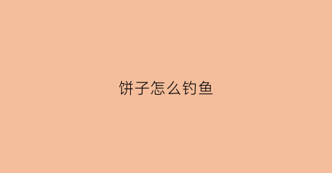 饼子怎么钓鱼(饼子怎么钓鱼最好)
