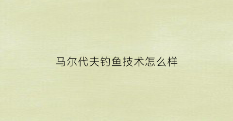 “马尔代夫钓鱼技术怎么样(马尔代夫海钓)